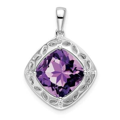 Amethyst Diamond Pendant Sterling Silver Rhodium-Plated PM7078-AM-002-SSA, MPN: PM7078-AM-002-SSA,