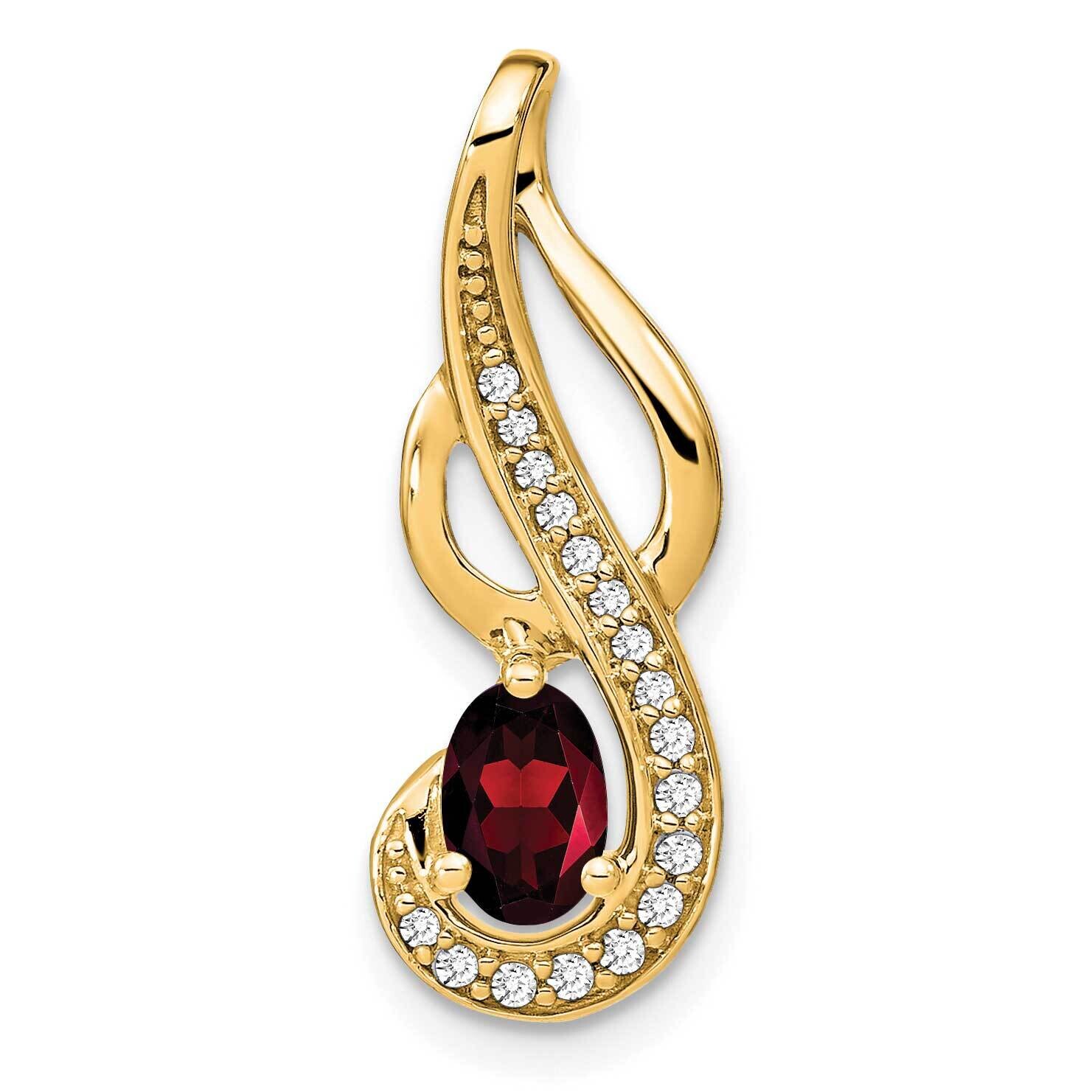 Garnet Diamond Swirl Pendant 14k Gold PM7042-GA-010-YA, MPN: PM7042-GA-010-YA,