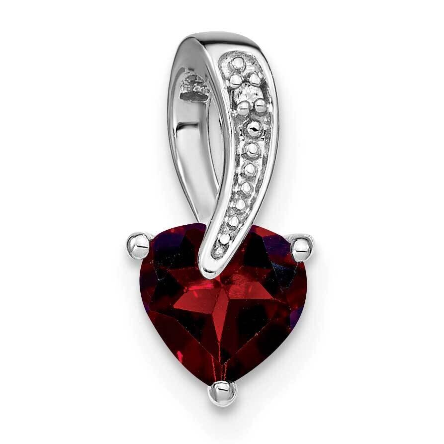 Garnet Diamond Heart Pendant 14k White Gold PM7009-GA-001-WA, MPN: PM7009-GA-001-WA,