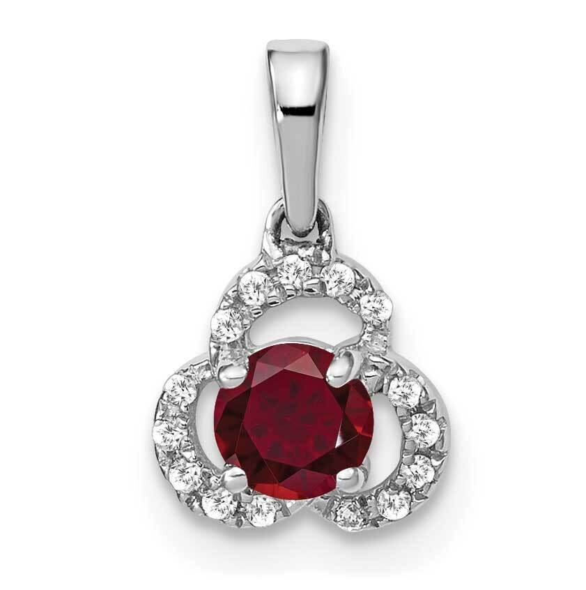 Created Ruby Diamond Pendant 10k White Gold PM3578-CRU-006-1WA, MPN: PM3578-CRU-006-1WA,