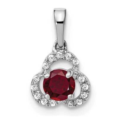 Created Ruby Diamond Pendant 10k White Gold PM3578-CRU-006-1WA, MPN: PM3578-CRU-006-1WA,