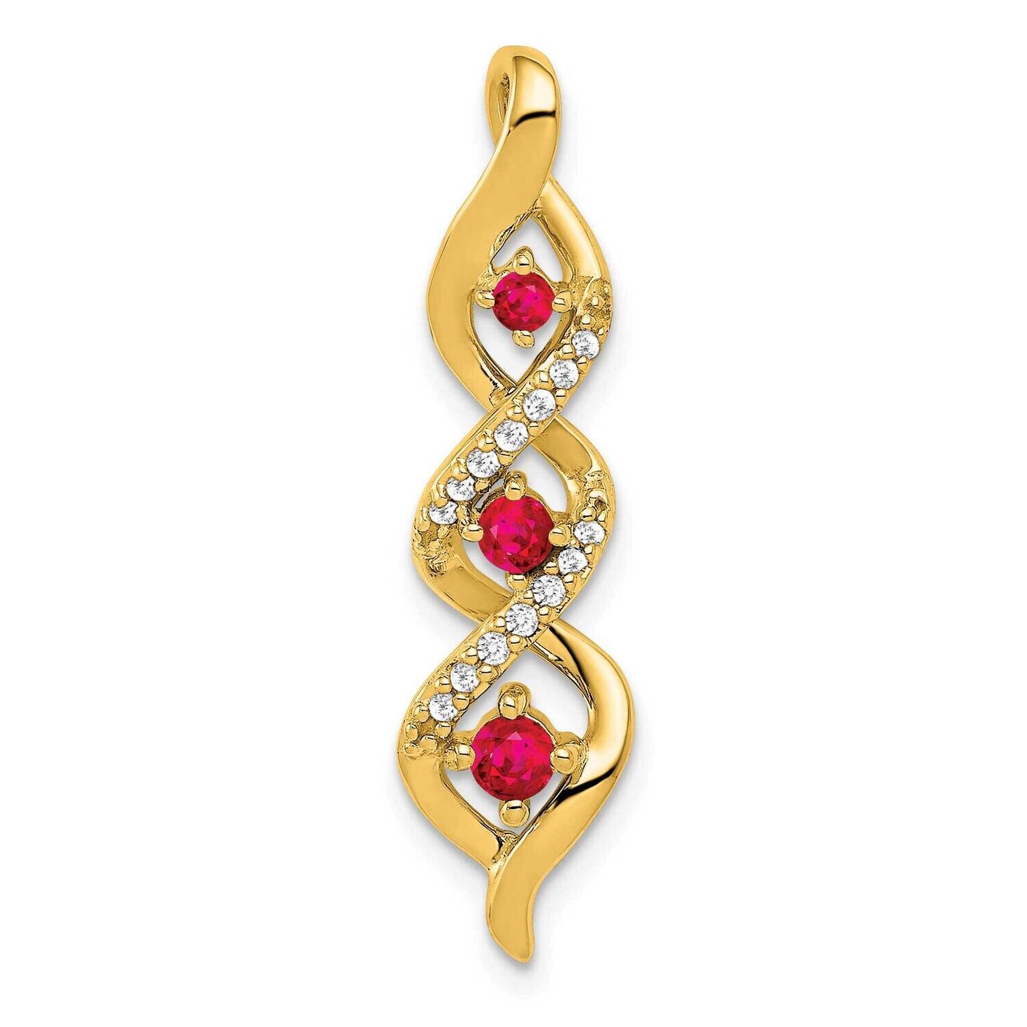 Diamond .25 Ruby Twisted 3-Stone Chain Slide 14k Gold PM5264-RU-008-YA, MPN: PM5264-RU-008-YA,