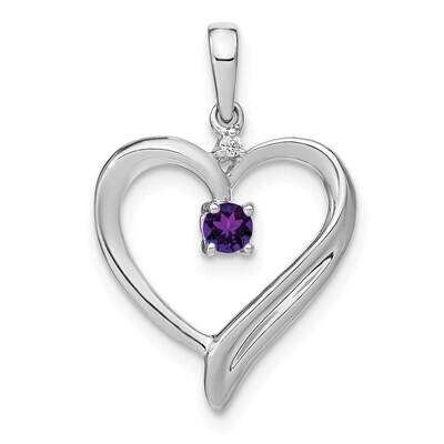 Amethyst Diamond Heart Pendant 14k White Gold PM7005-AM-001-WA, MPN: PM7005-AM-001-WA,