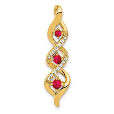 Diamond .25 Ruby Twisted 3-Stone Chain Slide 10k Gold PM5264-RU-008-1YA, MPN: PM5264-RU-008-1YA,