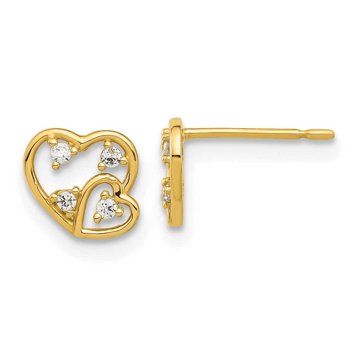 Madi K Polished CZ Hearts Post Earrings 14k Gold GK1179, MPN: GK1179,