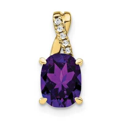 Oval Amethyst Diamond Pendant 10k Gold PM4235-AM-003-1YA, MPN: PM4235-AM-003-1YA,