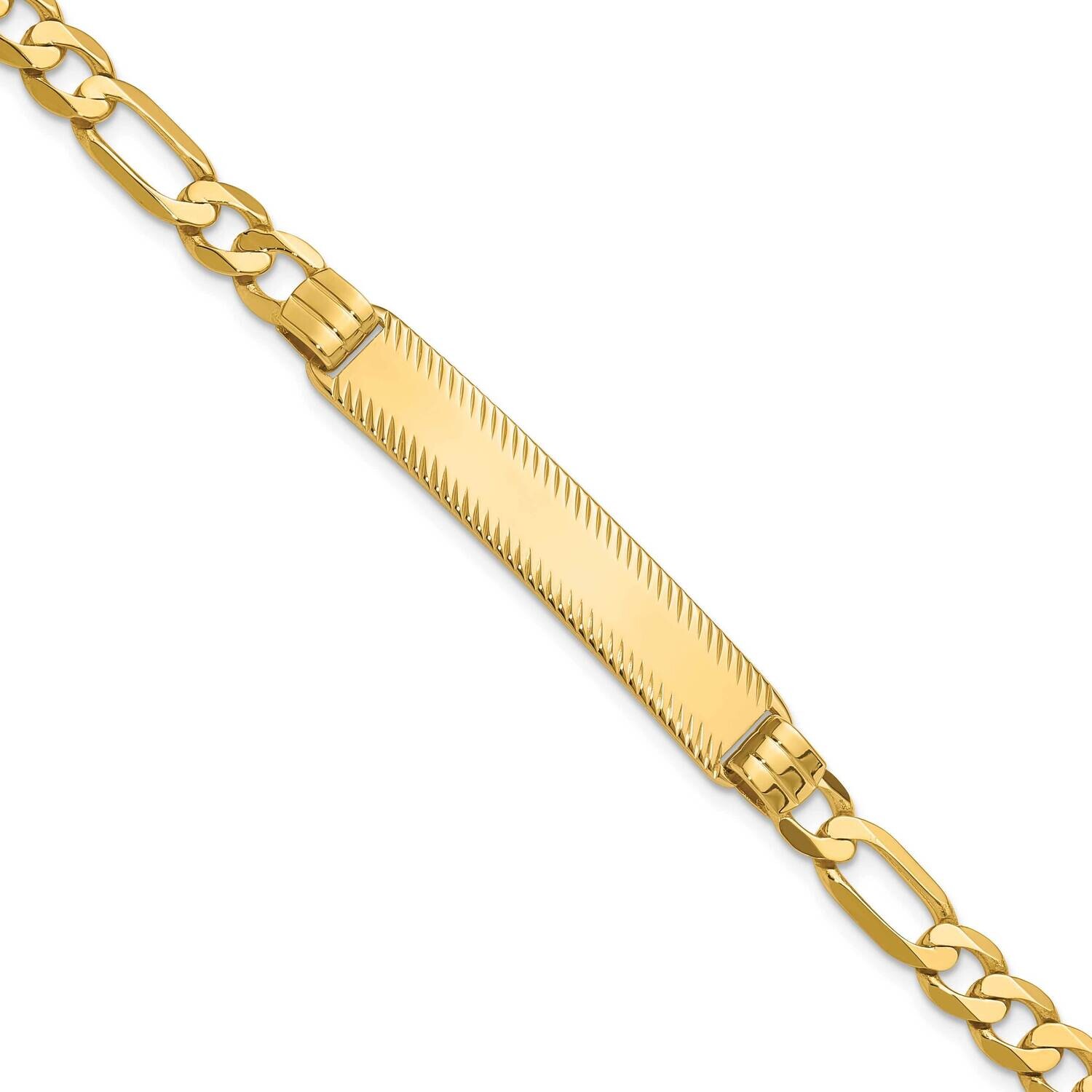 Figaro Diamond Cut Id Bracelet 7 Inch 14k Gold LID102-7, MPN: LID102-7,