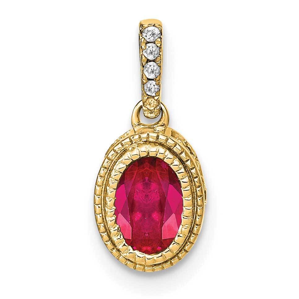 Oval Ruby Diamond Pendant 14k Gold PM7093-RU-011-YA, MPN: PM7093-RU-011-YA,
