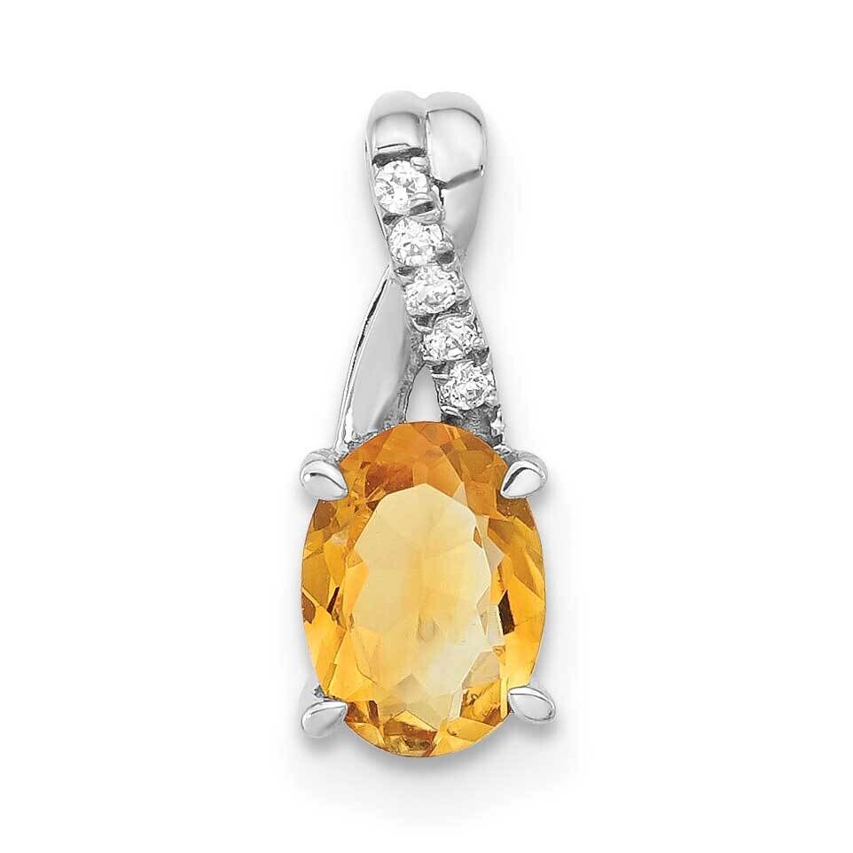 Oval Citrine Diamond Pendant 14k White Gold PM4235-CI-003-WA, MPN: PM4235-CI-003-WA,