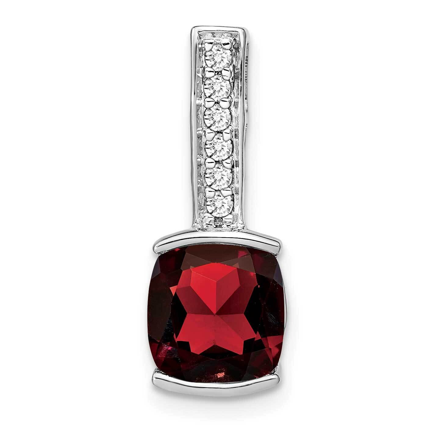 Cushion Garnet Diamond Pendant 14k White Gold PM7049-GA-012-WA, MPN: PM7049-GA-012-WA,