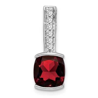 Cushion Garnet Diamond Pendant 14k White Gold PM7049-GA-012-WA, MPN: PM7049-GA-012-WA,