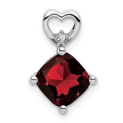 Garnet Diamond Heart Chain Slide 14k White Gold PM7399-GA-001-WA, MPN: PM7399-GA-001-WA, 1911014004…