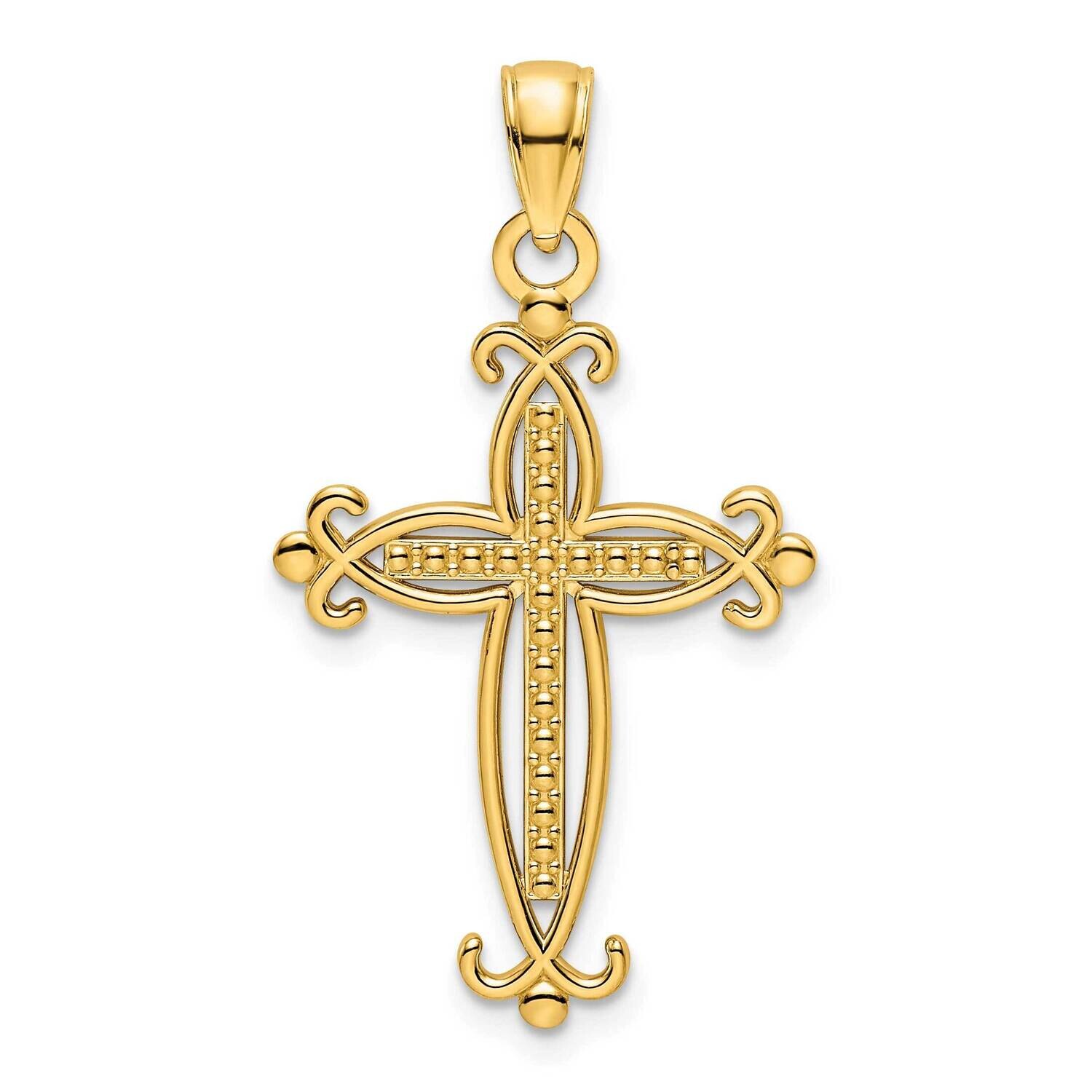 Beaded Cross Pendant 14k Polished Gold K9837, MPN: K9837,