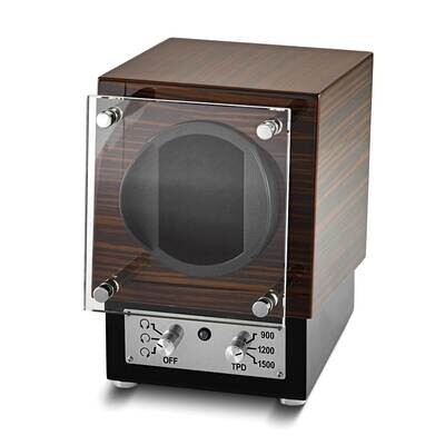 Ebony Wood Veneer High Gloss Finish Glass Door Single Watch Winder JWW1164EB, MPN: JWW1164EB,