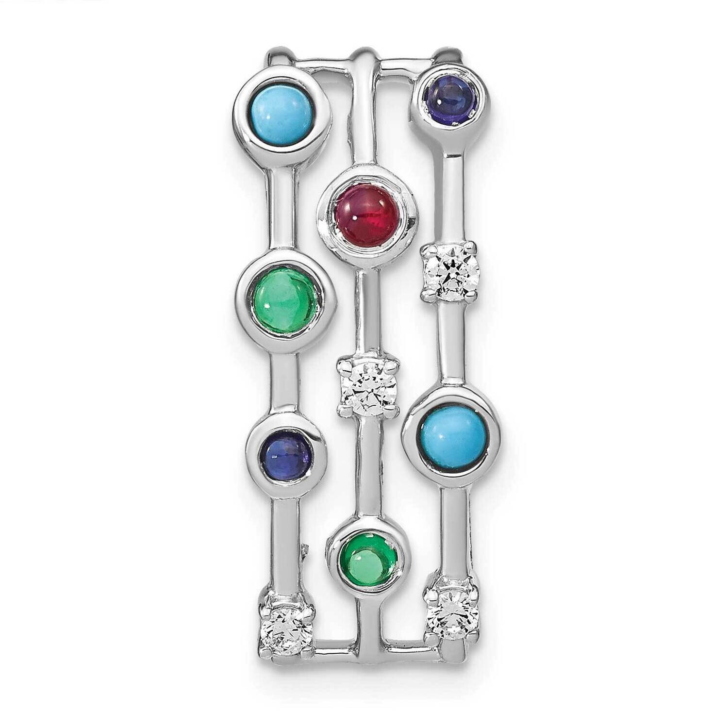 Gemstone Turquoise Modern Chain Slide 14k White Gold PM7253-SA-015-WA, MPN: PM7253-SA-015-WA,