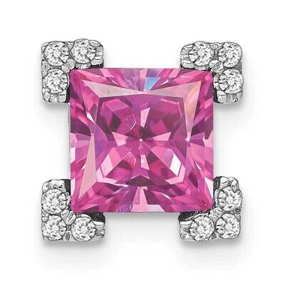 Square Created Pink Sapphire/Diamond Chain Slide 14k White Gold PM7103-CPS-010-WA, MPN: PM7103-CPS-…