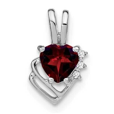 Garnet Diamond Pendant 14k White Gold PM7002-GA-001-WA, MPN: PM7002-GA-001-WA,
