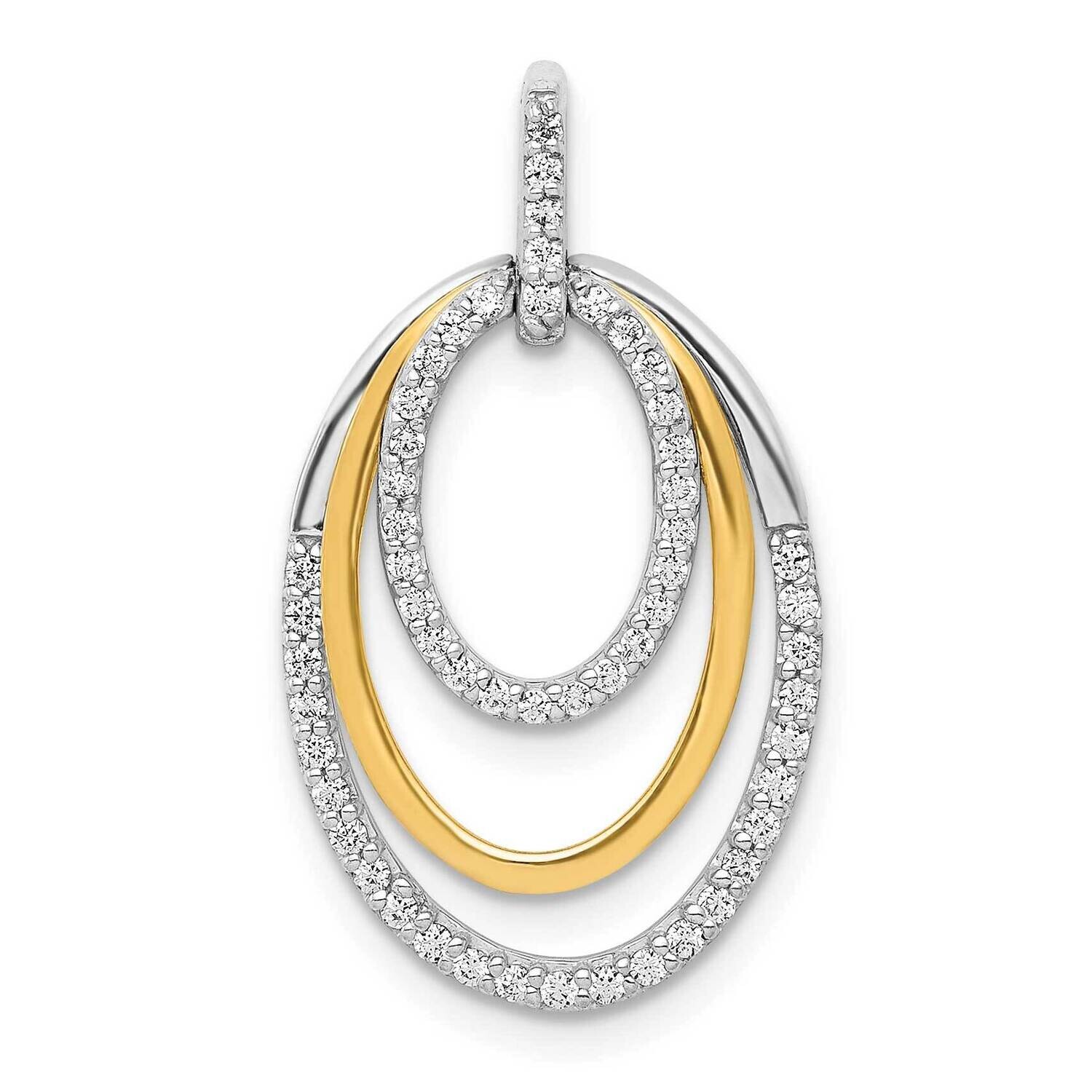 1/4Ct. Diamond Fancy Triple Oval Pendant 10k Two-Tone Gold PM3820-025-1YWA, MPN: PM3820-025-1YWA,