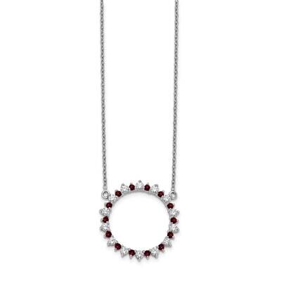 Diamond &amp; Garnet Fancy Circle Necklace 14k White Gold PM3854-GA-062-WA-18, MPN: PM3854-GA-062-WA-18…
