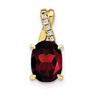 Oval Garnet Diamond Pendant 10k Gold PM4235-GA-003-1YA, MPN: PM4235-GA-003-1YA,