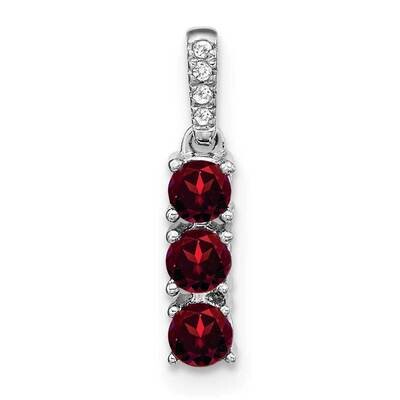 3-Stone Garnet Diamond Pendant 14k White Gold PM3585-GA-002-WA, MPN: PM3585-GA-002-WA,