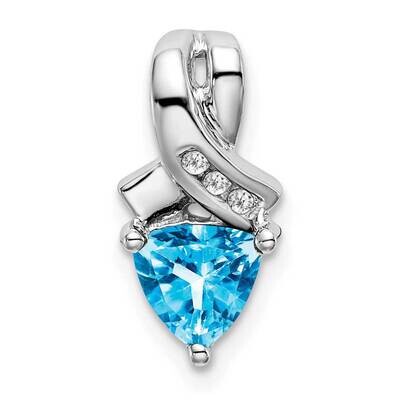 Trillion Blue Topaz Diamond Pendant 14k White Gold PM7053-BT-003-WA, MPN: PM7053-BT-003-WA,