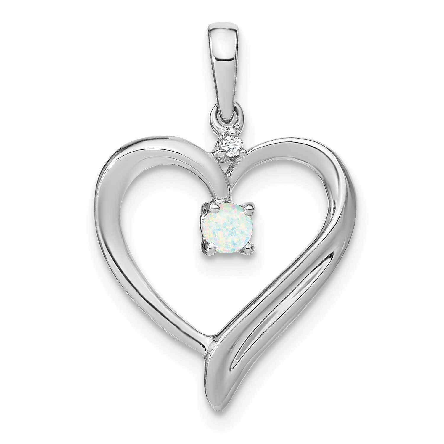 Created Opal Diamond Heart Pendant 14k White Gold PM7005-OP-001-WA, MPN: PM7005-OP-001-WA, 19110140…