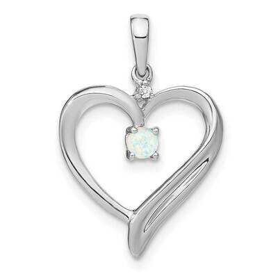 Created Opal Diamond Heart Pendant 14k White Gold PM7005-OP-001-WA, MPN: PM7005-OP-001-WA, 19110140…