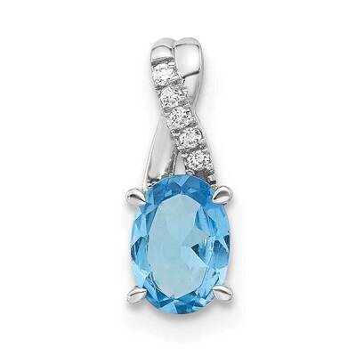 Oval Blue Topaz Diamond Pendant 14k White Gold PM4235-BT-003-WA, MPN: PM4235-BT-003-WA,