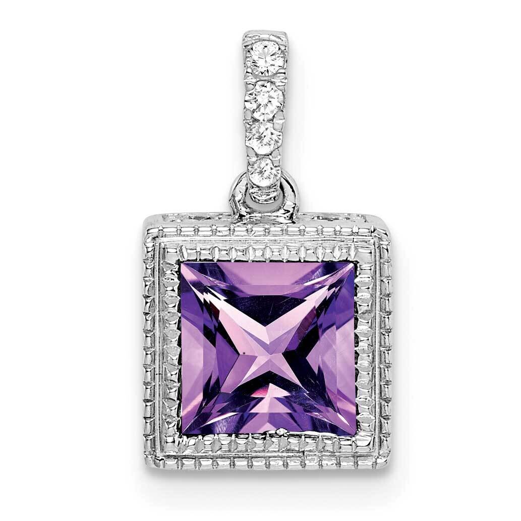 Square Amethyst Diamond Pendant 14k White Gold PM7096-AM-013-WA, MPN: PM7096-AM-013-WA,