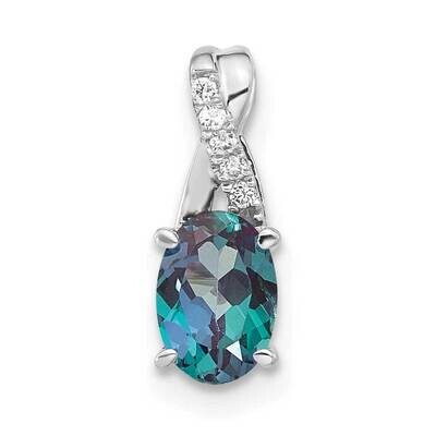 Oval Created Alexandrite Diamond Pendant 14k White Gold PM4235-CA-003-WA, MPN: PM4235-CA-003-WA,