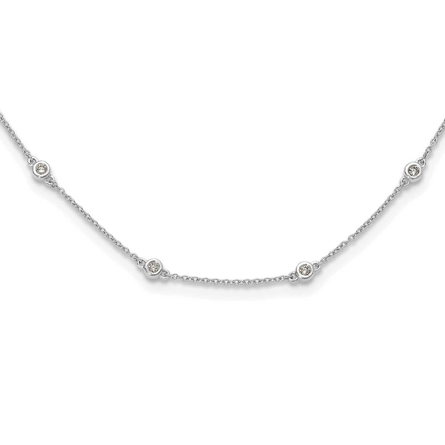 Diamond Station Cable Necklace 14k White Gold PM1007-042-WA-18
