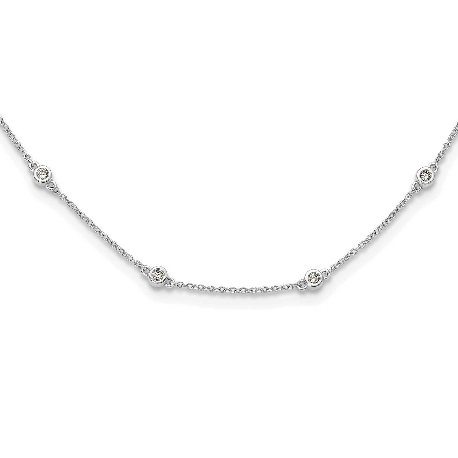Diamond Station Cable Necklace 14k White Gold PM1007-042-WA-18, MPN: PM1007-042-WA-18, 883957755472