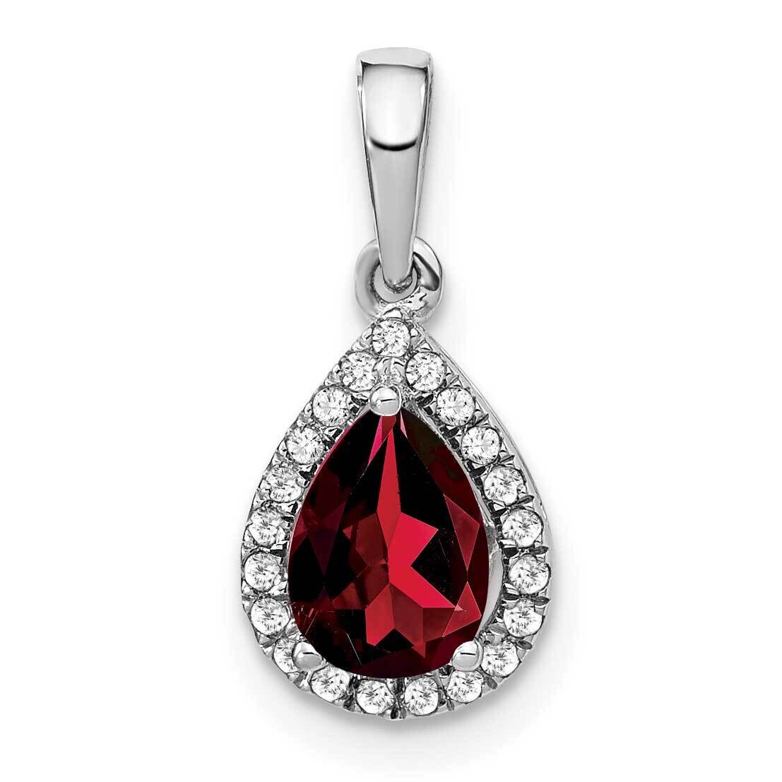 Pear Garnet Diamond Halo Pendant 14k White Gold PM7052-GA-010-WA, MPN: PM7052-GA-010-WA,