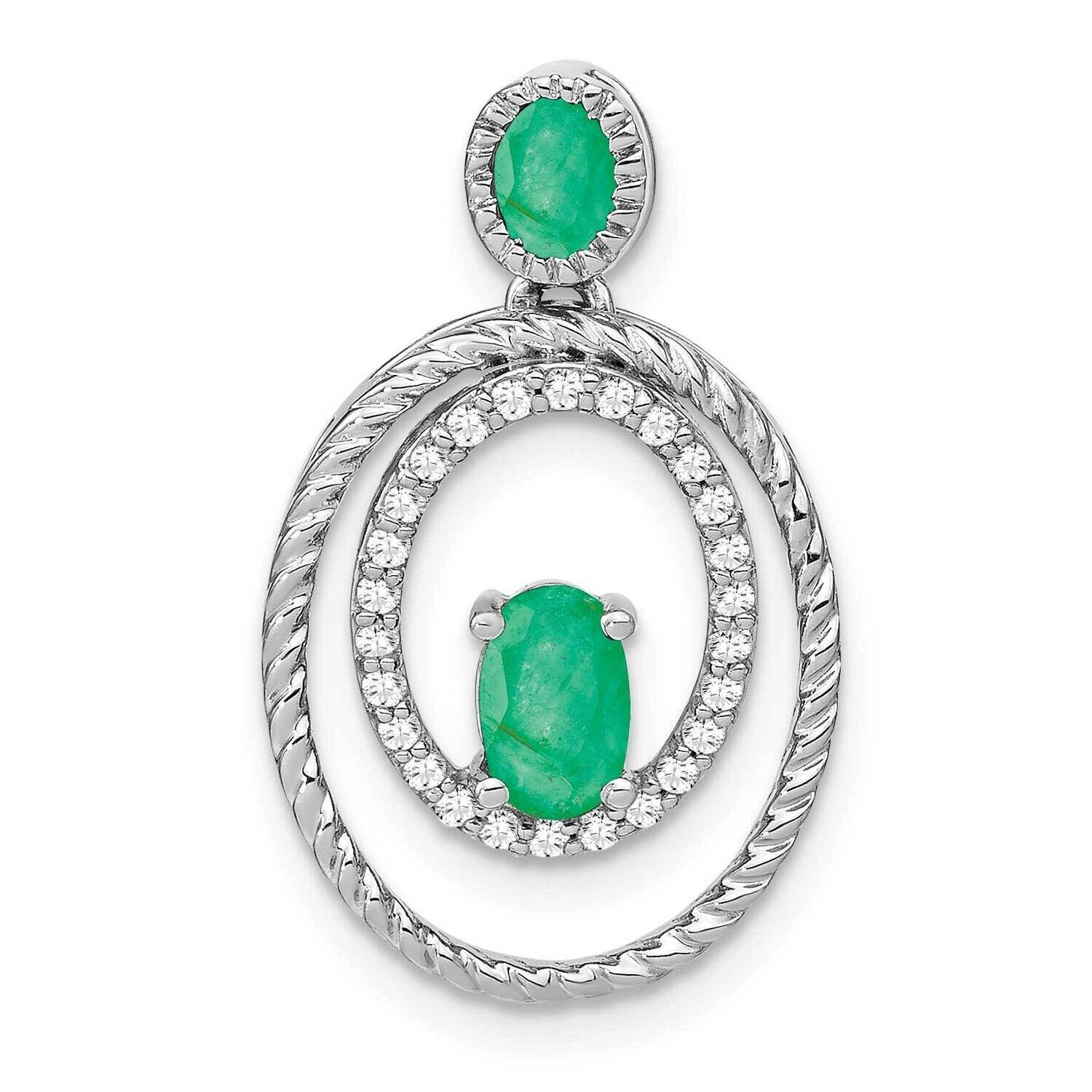 Emerald Diamond Oval Pendant 14k White Gold PM7208-EM-016-WA, MPN: PM7208-EM-016-WA,