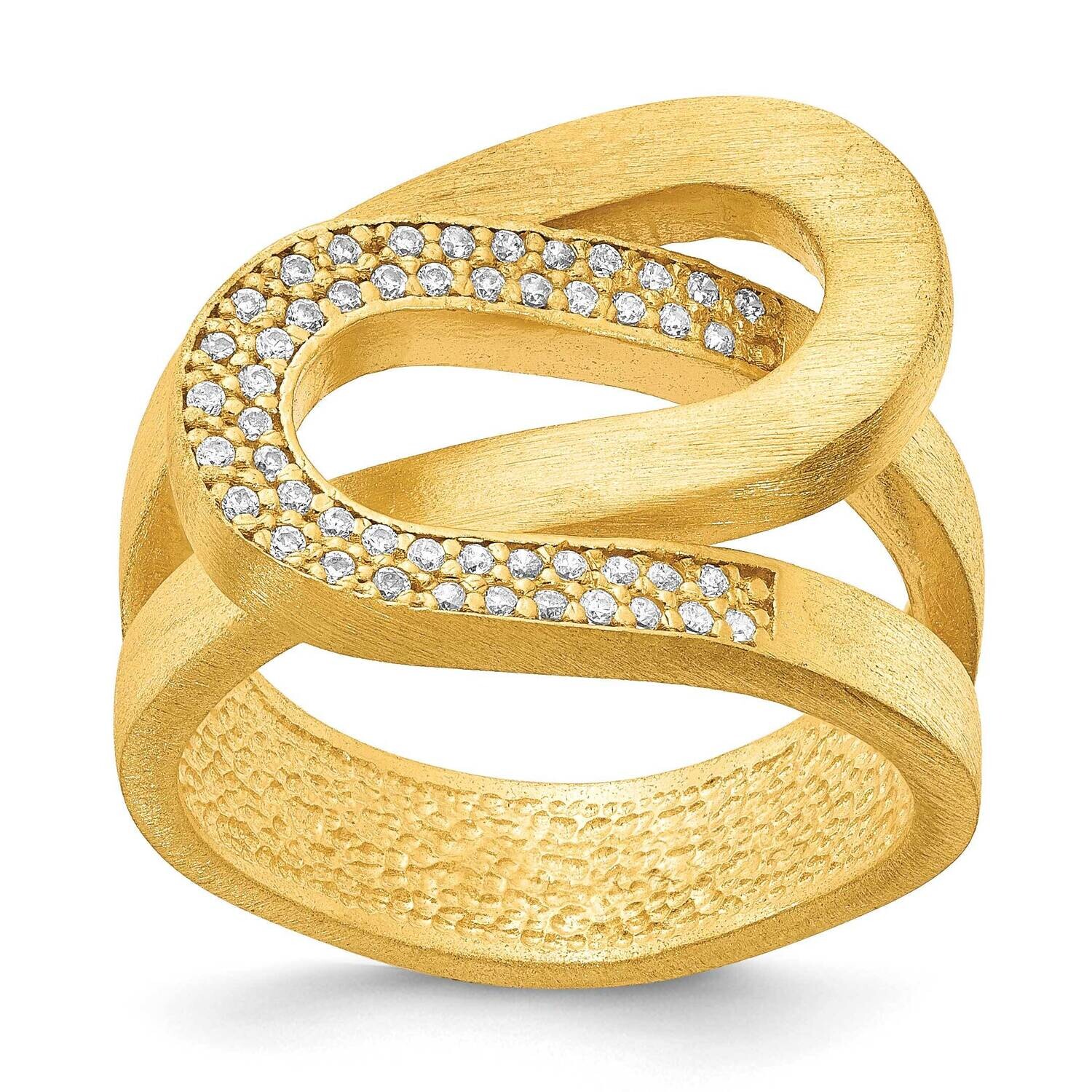 Interlocking Swirl Ring CZ-Yellow Sterling Silver J296258240358, MPN: J296258240358,