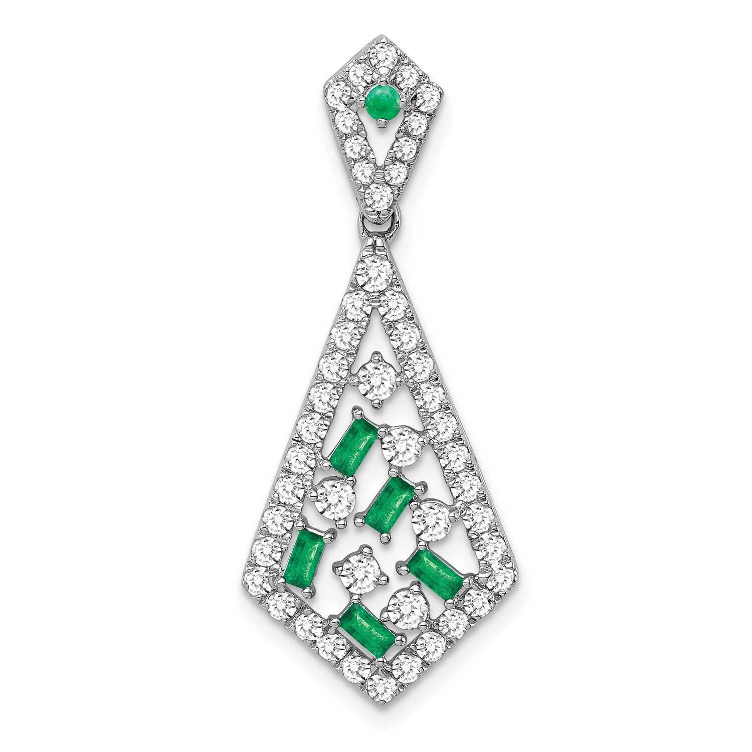 Emerald Diamond Chain Slide 14k White Gold PM7194-EM-062-WA, MPN: PM7194-EM-062-WA,