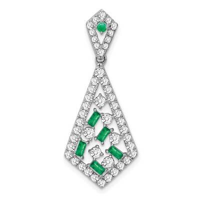 Emerald Diamond Chain Slide 14k White Gold PM7194-EM-062-WA, MPN: PM7194-EM-062-WA,