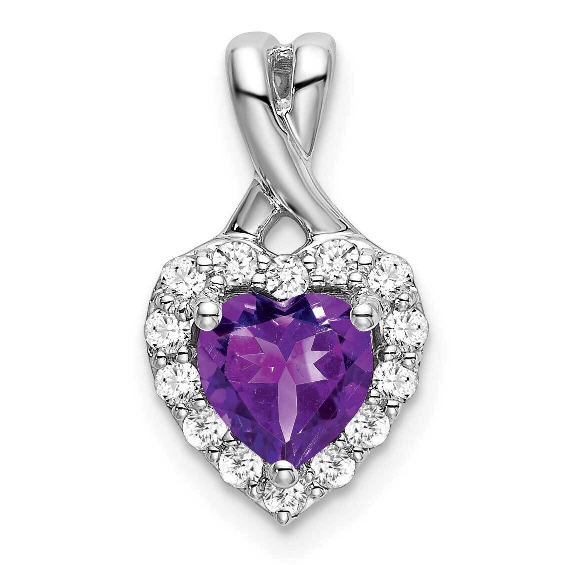 Amethyst Diamond Halo Heart Pendant 14k White Gold PM7013-AM-021-WA, MPN: PM7013-AM-021-WA,