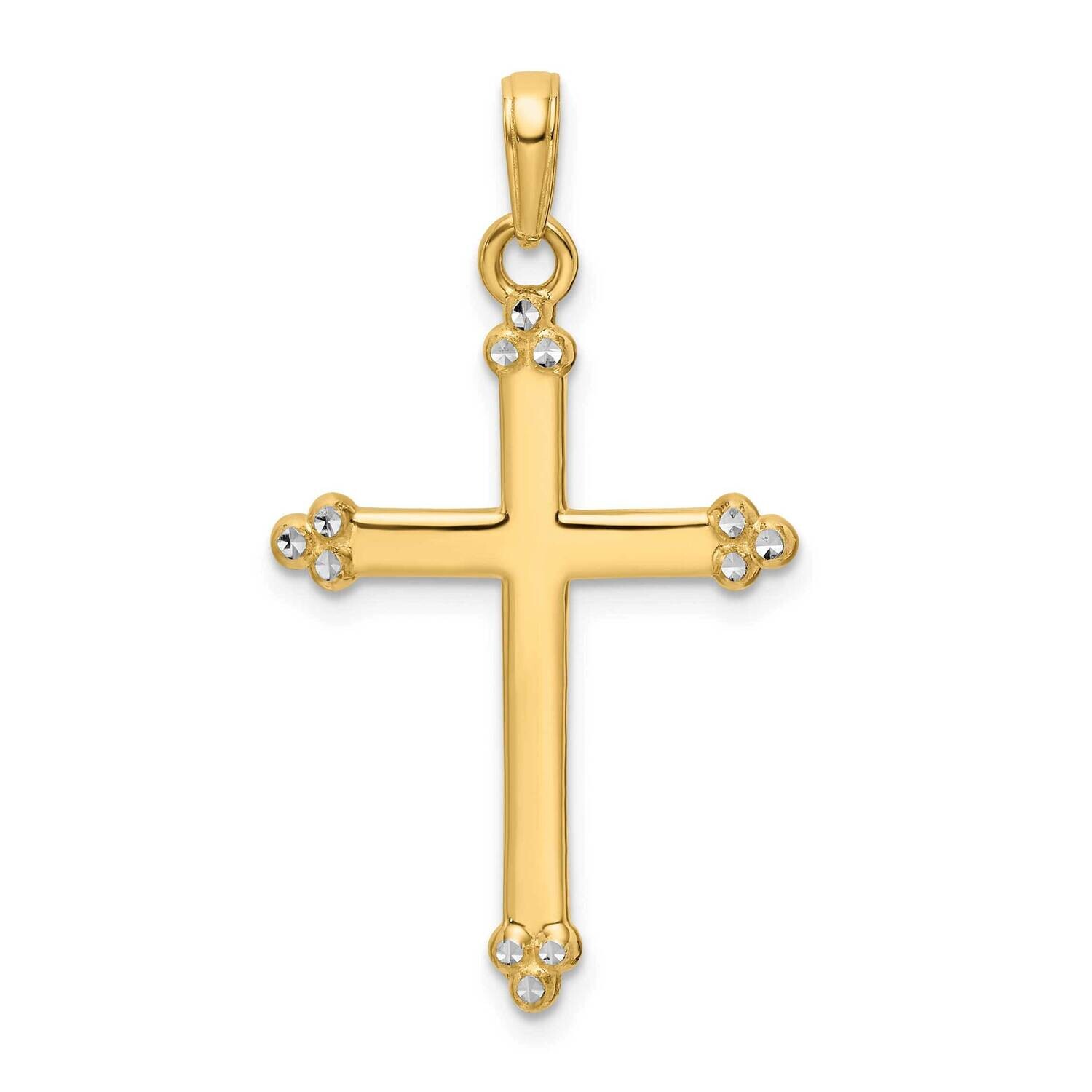 Diamond-Cut Cross Pendant 14k Gold With Rhodium K9798, MPN: K9798,