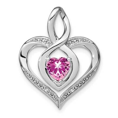 Rhod-Plated Created Pink Sapphire/Diamond Pendant Sterling Silver PM4440-CPS-001-SSA, MPN: PM4440-C…