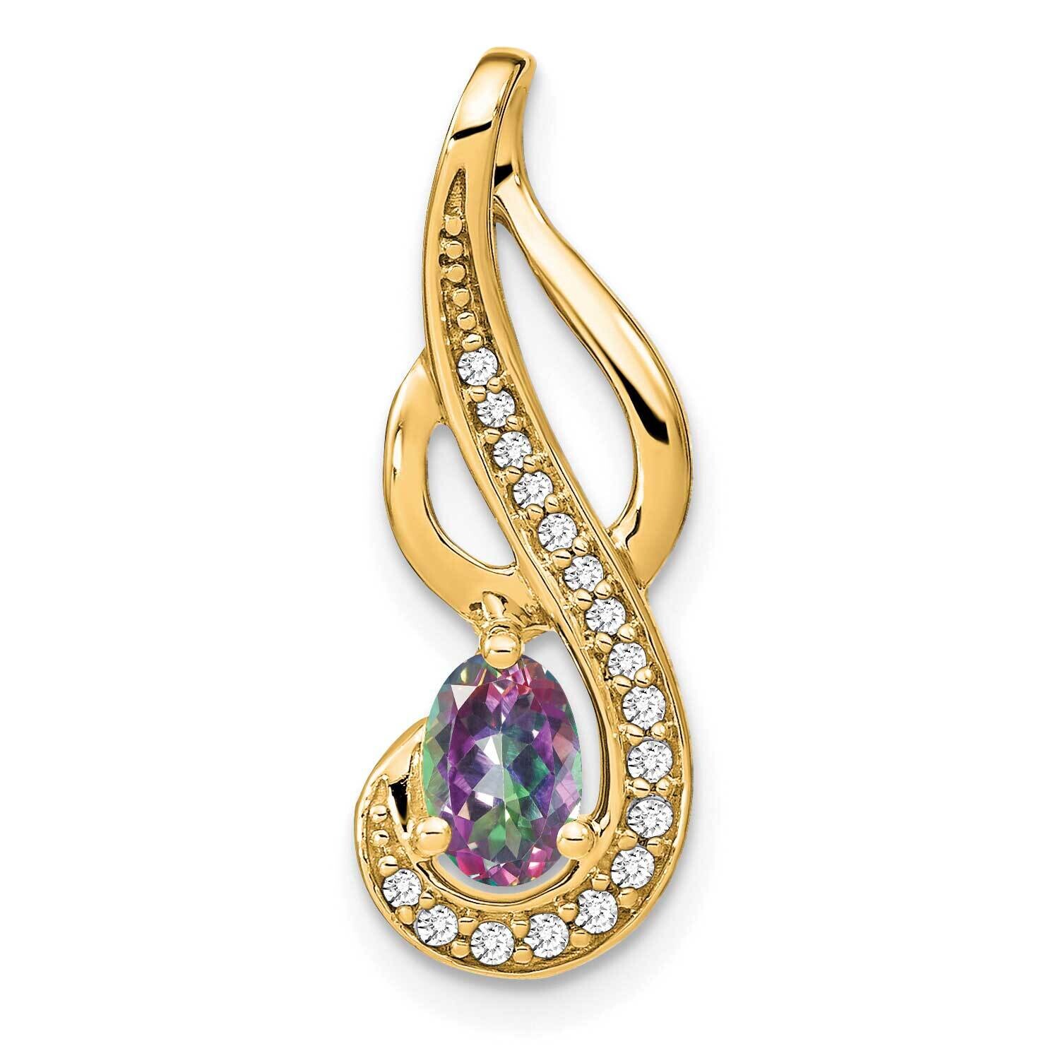 Mystic Fire Topaz Diamond Swirl Pendant 14k Gold PM7042-FT-010-YA, MPN: PM7042-FT-010-YA,