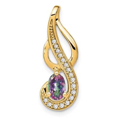 Mystic Fire Topaz Diamond Swirl Pendant 14k Gold PM7042-FT-010-YA, MPN: PM7042-FT-010-YA,