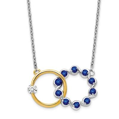 Sapphire Diamond 18 Inch Circles Necklace 14k Two-Tone Gold PM7220-SA-012-WYA, MPN: PM7220-SA-012-W…