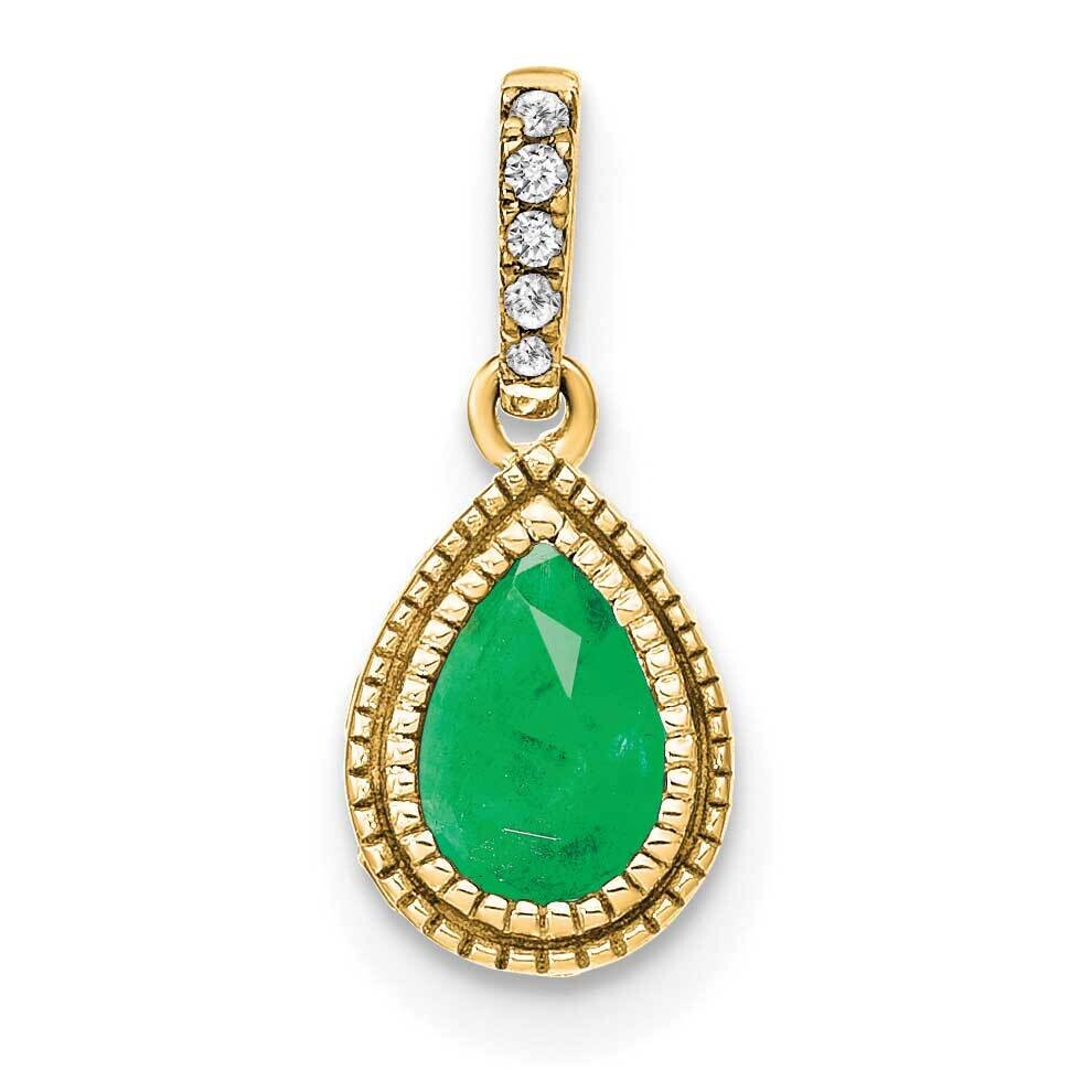 Pear Emerald Diamond Pendant 14k Gold PM7094-EM-019-YA, MPN: PM7094-EM-019-YA,