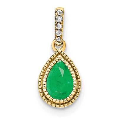 Pear Emerald Diamond Pendant 14k Gold PM7094-EM-019-YA, MPN: PM7094-EM-019-YA,