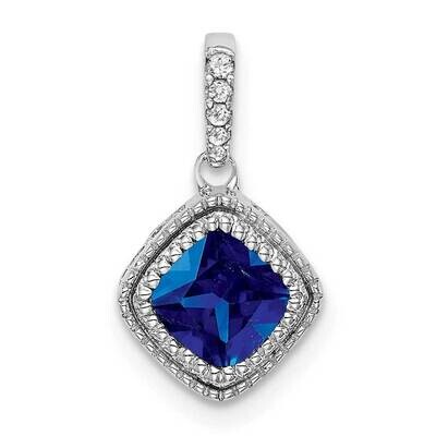 Cushion Sapphire Diamond Pendant 14k White Gold PM7092-SA-013-WA, MPN: PM7092-SA-013-WA,
