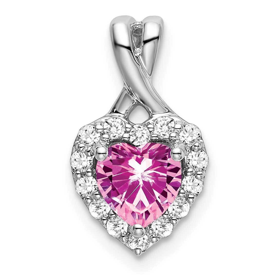 Diamond Cr Pink Sapphire Heart Pendant 14k White Gold PM7013-CPS-021-WLG