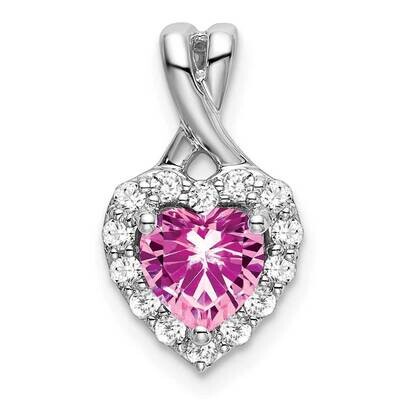 Diamond Cr Pink Sapphire Heart Pendant 14k White Gold PM7013-CPS-021-WLG, MPN: PM7013-CPS-021-WLG, …