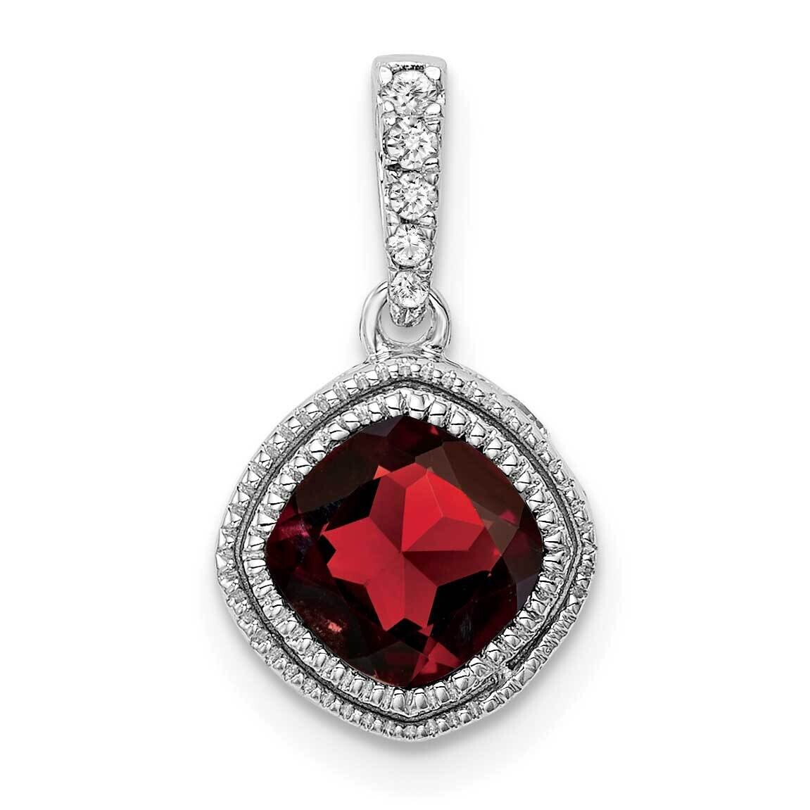 Cushion Garnet Diamond Pendant 14k White Gold PM7092-GA-021-WA, MPN: PM7092-GA-021-WA,